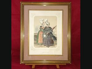 Lalaisse lithographie 19e Costumes femmes de Luc Calvados Normandie.