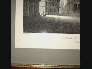 Grande gravure au burin ,début 19e, Cathédrale de Sens , avant incendie.