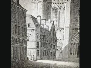 Grande gravure au burin ,début 19e, Cathédrale de Sens , avant incendie.
