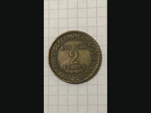 Pièce Française Bon pour 2 Francs 1921