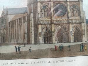 Gravure a l'aquatinte époque Empire "vue de Notre Dame"