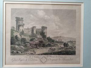 Rare ,gravure 18ème de M. Picquenot d'après Brwandel. "Chateau de Raoul de Coucy"