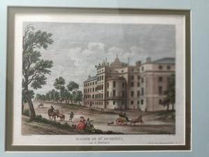 Gravure 18ème par F.D Née D'après J.B Lallemand . "Maison de Mr Deshayes"