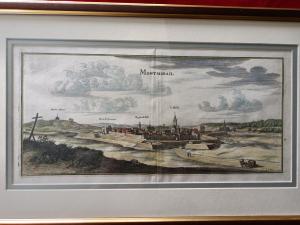 Gravure 17ème siècle ,premier tirage, colorisée ,De Mérian Matthäus "Montmirail"