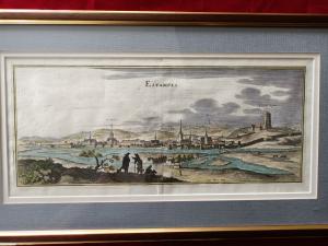 Gravure 17ème siècle ,premier tirage, colorisée ,De Mérian Matthäus "Estampes"