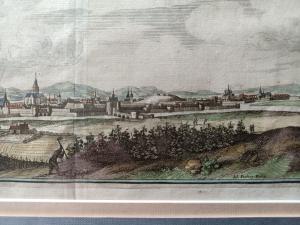 Gravure 17ème siècle ,premier tirage, colorisée ,De Mérian Matthäus "Metz"