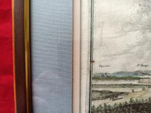 Gravure 17ème siècle ,premier tirage, colorisée ,De Mérian Matthäus "Metz"