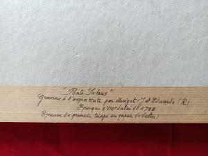 Gravure 18ème à l'aquatinte par Jacques Mérigot "Ponté Salaro" Rome.