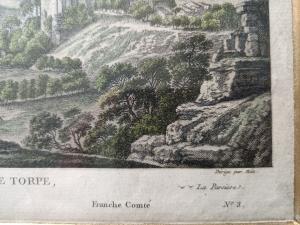 Gravure 18ème par F.D Née D'après J.B Lallemand "Château de Torpe"