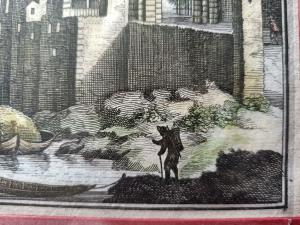 Gravure 17ème par Mérian Matthäus le vieux ,"Porte St clair de Lion"