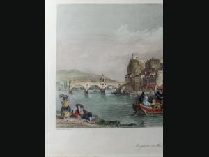 Gravure colorisée époque Louis Philippe sur acier. Avignon
