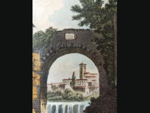 Gravure 18ème à l'aquatinte et au burin par Jacques Mérigot (Cascade de Rivoli)