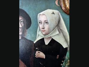 Réplique ,cadre et peinture , de l'artiste Maître de Francfort (1460-1533).
