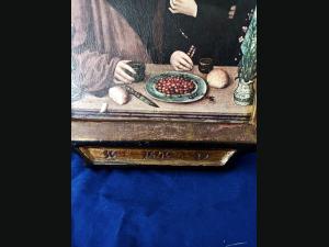 Réplique ,cadre et peinture , de l'artiste Maître de Francfort (1460-1533).