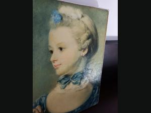 Reproduction sur toile vernie de Mlle Huquier d'après , J.B. Perronneau.