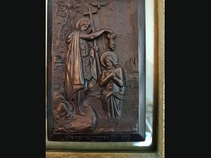 Très rare plaque en bois durci , Napoléon III , le baptême de Jésus .