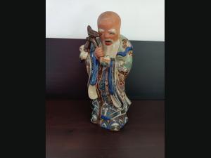 Statue en céramique émaillée du célèbre immortel taoïste "Shou Lao"