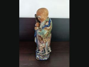 Statue en céramique émaillée du célèbre immortel taoïste "Shou Lao"
