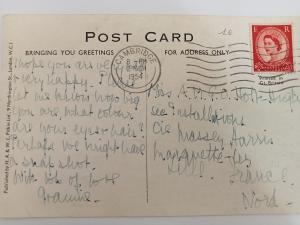 Carte postale 1954 année du mariage reine Elisabeth