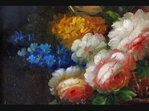 Huile sur panneau "Le petit bouquet"