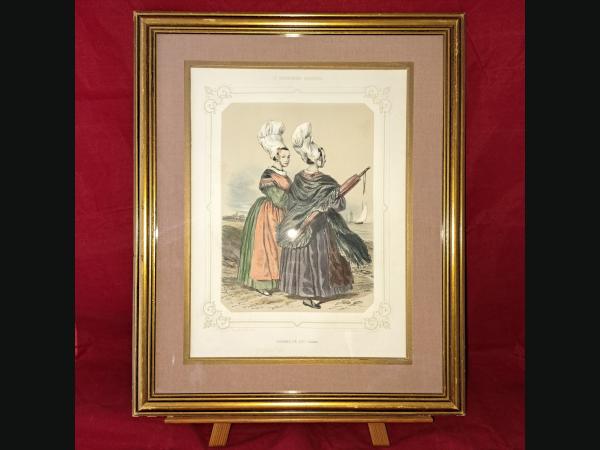 Lalaisse lithographie 19e Costumes femmes de Luc Calvados Normandie.