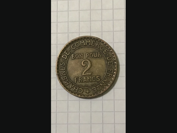 Pièce Française Bon pour 2 Francs 1921