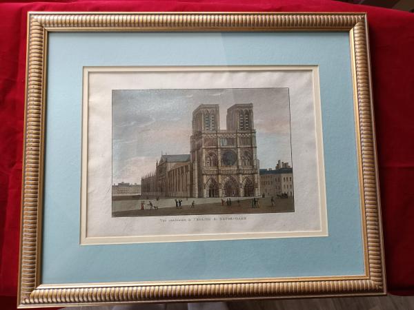 Gravure a l'aquatinte époque Empire "vue de Notre Dame"