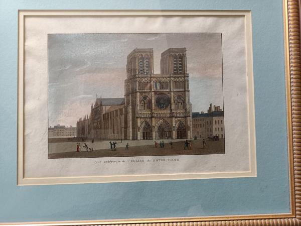 Gravure a l'aquatinte époque Empire "vue de Notre Dame"