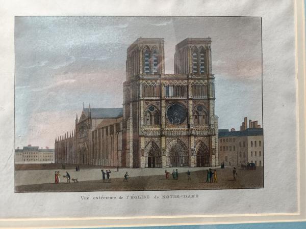 Gravure a l'aquatinte époque Empire "vue de Notre Dame"