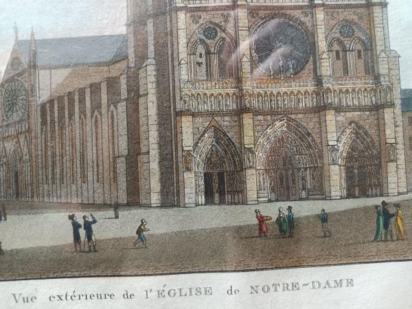Gravure a l'aquatinte époque Empire "vue de Notre Dame"