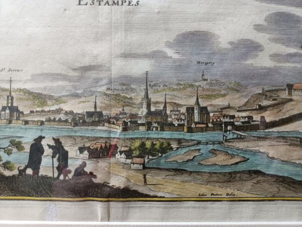 Gravure 17ème siècle ,premier tirage, colorisée ,De Mérian Matthäus "Estampes"