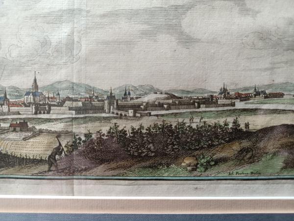 Gravure 17ème siècle ,premier tirage, colorisée ,De Mérian Matthäus "Metz"
