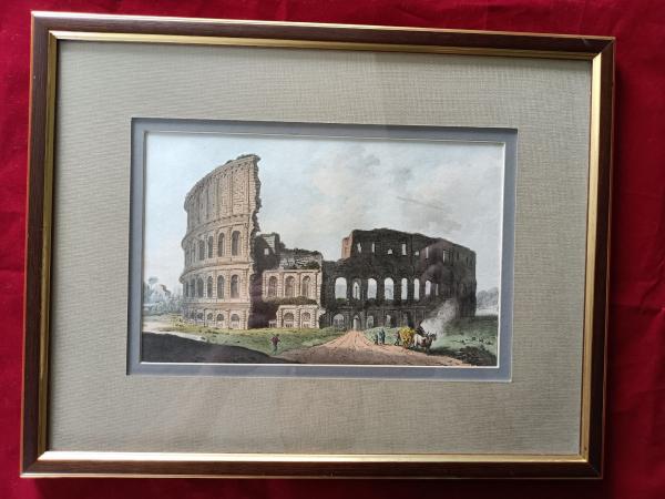 Gravure 18ème à l'aquatinte et au burin par Jacques Mérigot "The Coliseum"