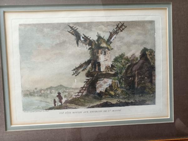 Eau forte originale en couleur 18ème (1787) par Louis Le Sueur