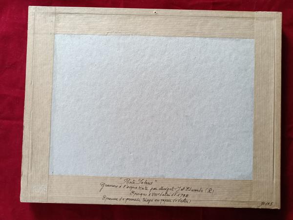Gravure 18ème à l'aquatinte par Jacques Mérigot "Ponté Salaro" Rome.
