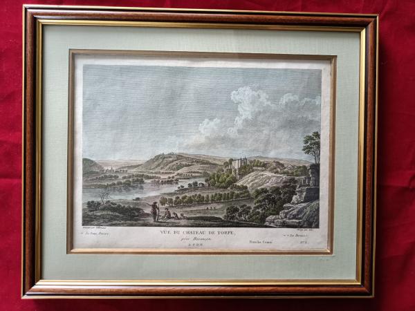 Gravure 18ème par F.D Née D'après J.B Lallemand "Château de Torpe"