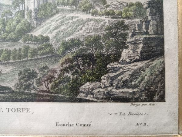 Gravure 18ème par F.D Née D'après J.B Lallemand "Château de Torpe"