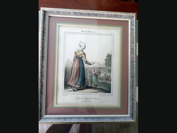 Lithographie de Charpentier " Femme de Nogent-le-rotrou " époque Restauration .