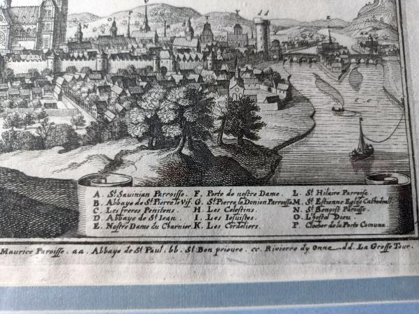 Gravure originale 17ème au burin par Mérian Matthaüs (1593-1650)