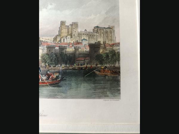 Gravure colorisée époque Louis Philippe sur acier. Avignon