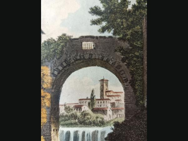 Gravure 18ème à l'aquatinte et au burin par Jacques Mérigot (Cascade de Rivoli)