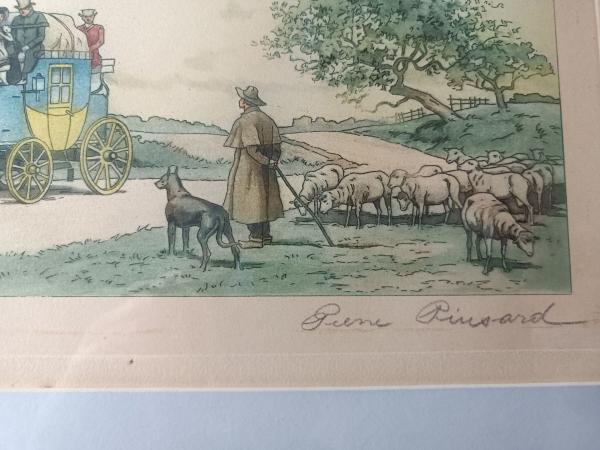 Paire de gravures numérotées et signées de Pierre Pinsard ( Coach 4 chevaux)