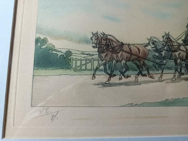 Paire de gravures numérotées et signées de Pierre Pinsard ( Coach 4 chevaux)