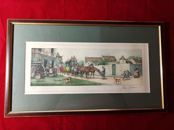 Paire de gravures numérotées et signées de Pierre Pinsard ( Coach 4 chevaux)
