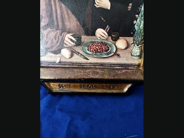 Réplique ,cadre et peinture , de l'artiste Maître de Francfort (1460-1533).