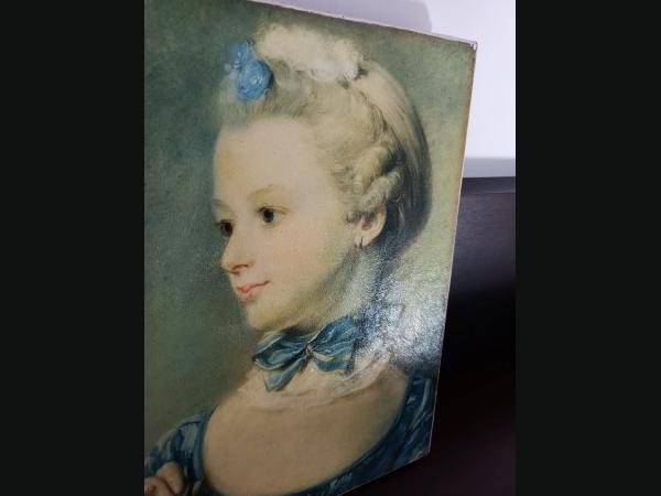 Reproduction sur toile vernie de Mlle Huquier d'après , J.B. Perronneau.