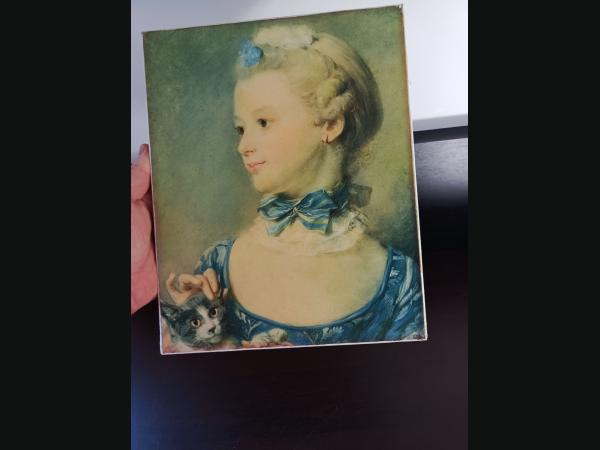 Reproduction sur toile vernie de Mlle Huquier d'après , J.B. Perronneau.