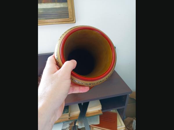 Spectaculaire vase de sol ,en bois ,"Khokhloma" décor à la main, H= 58 cm.
