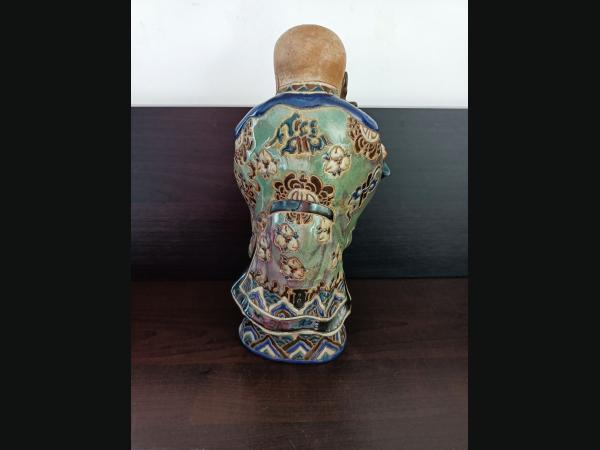 Statue en céramique émaillée du célèbre immortel taoïste "Shou Lao"