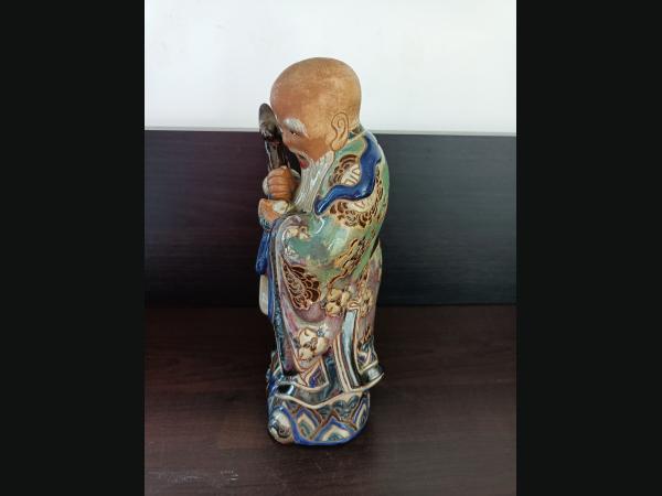 Statue en céramique émaillée du célèbre immortel taoïste "Shou Lao"